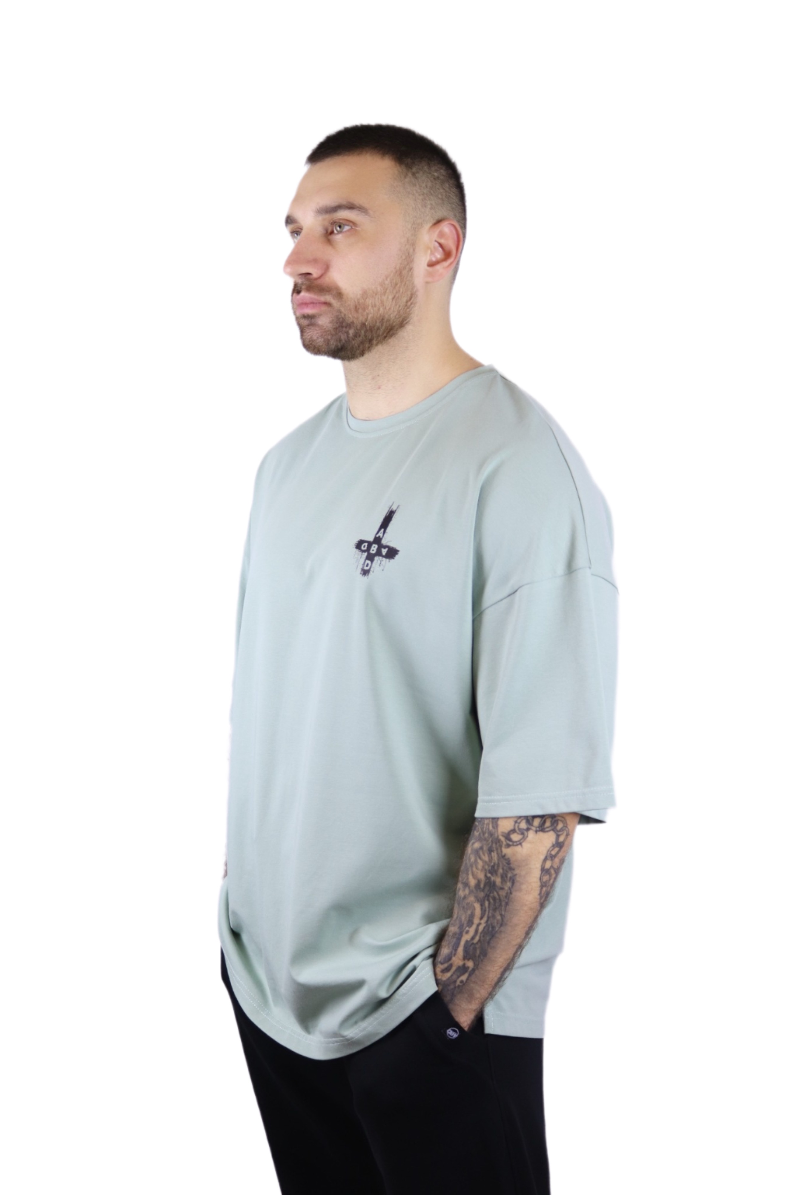 Футболка оверсайз "Kreuze Back Green" мужская